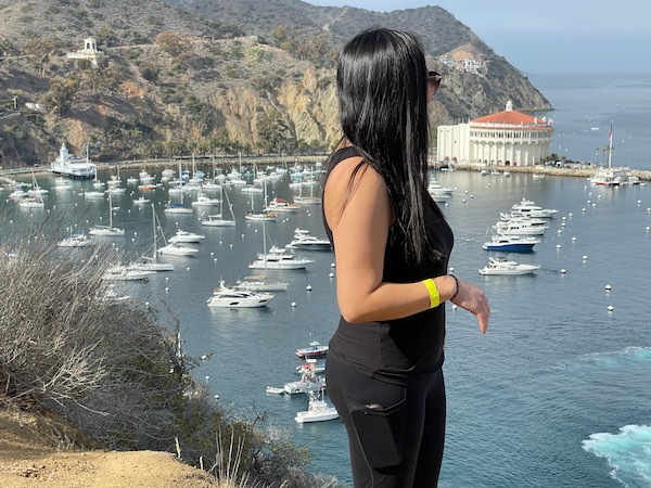 photo of me looking at the boats in catalina island